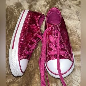 Toddler girls pink glitter converse
